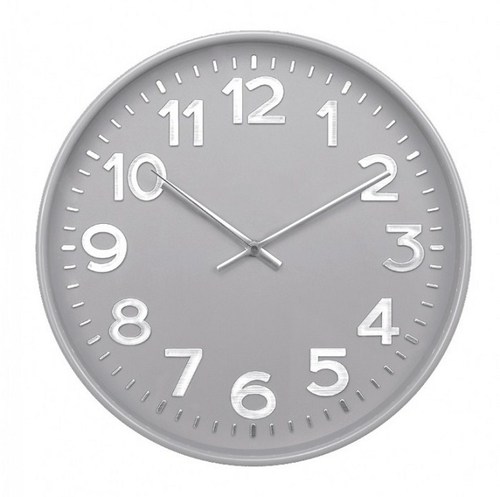 Часы: Круг серый с цифрами в серебристом ободе (Стекло+Пластик)