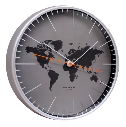 Серый циферблат с картой мира, серый корпус